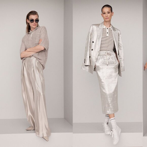 BRUNELLO CUCINELLI Gray Silk Ribbed Cotton Tank Top Tunic M $500 - Picture 9 of 9